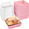 50pcs, Clear Lid Charcuterie Boxes - Disposable Kraft Paper Dessert Containers with Window for Cookies, Sandwiches, Strawberries, and Cake Slices