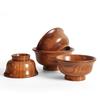 190/240/300/425/475ml Wooden Bowl Reusable Reverse Edge Round Thickened Anti-scalding High-footed Mongolia Style Rice Bowl Kitchen