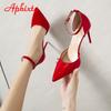 Fashion Aphixta Summer 3.94Inch High Stiletto Heels Sandals Women Patent Leather Pumps Cool Pimp Buckle Official Shoes Plus Size 45