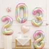40-дюймовый Радужный тематический воздушный шар с цифрами 0-9, волшебный единорог, украшение для вечеринки, фольгированный гелиевый шар для декора дня рождения