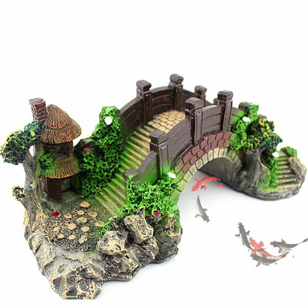 Дерево Растение Искусственный Ландшафтный Дизайн Смола Аквариум Украшения Искусственный Мост Каменистая Горка Украшение для Аквариума