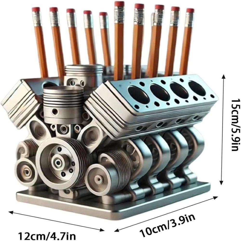V6/V8 Engine Shaped Engine Block Pen Holder Ornaments Pencil Organizer Desk Organizer Gifts
