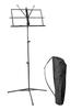 HarmoCraft Folding Music Stand, Lightweight 700g, 68-130cm Height, Adjustable Angle, 45cm Storage, Carrying Case Included, Steel, Black