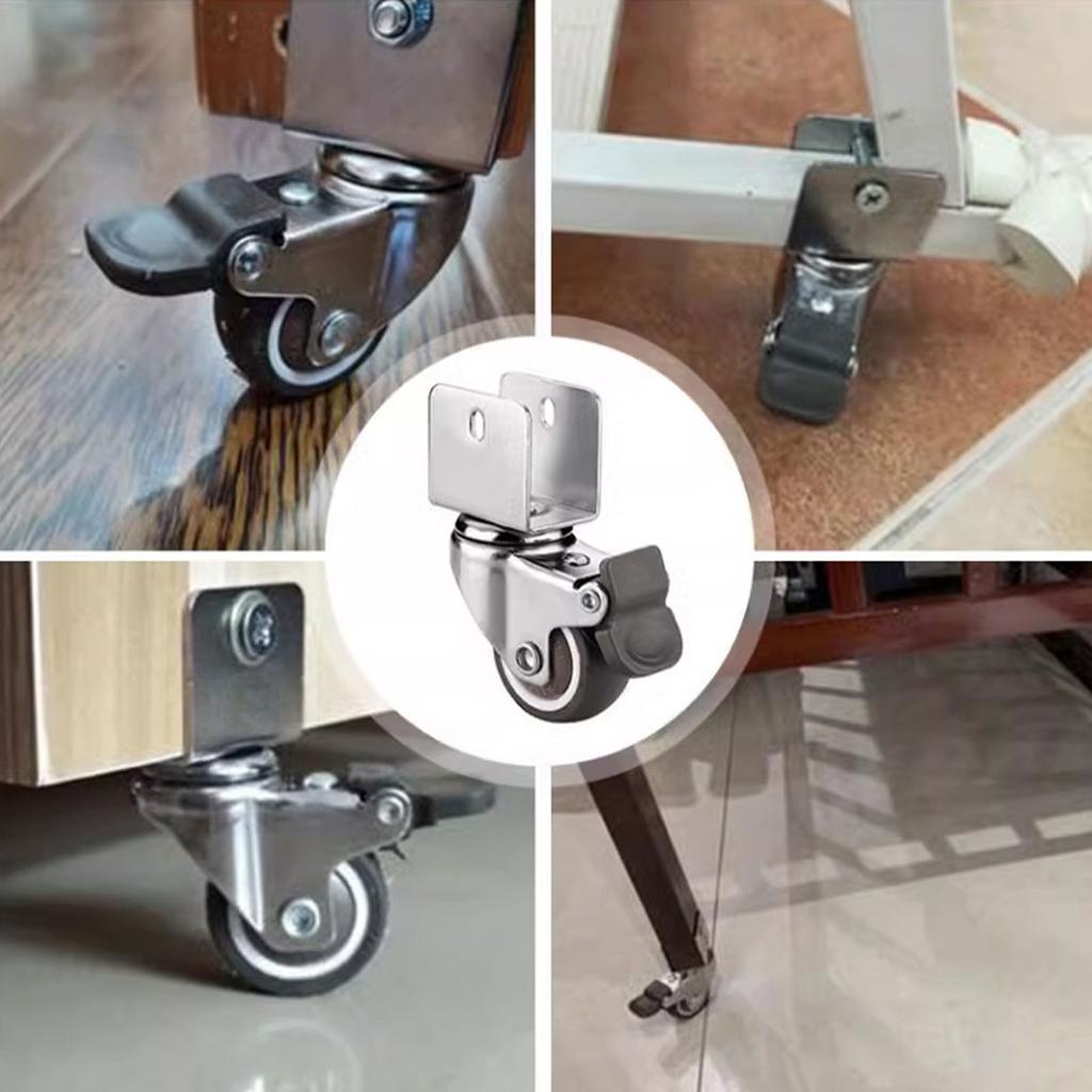 4Pcs 1inch Universals Soft Rubber Wheel Heavy Duty Furniture Wheel Castor for Platform Trolley Chair Accessories