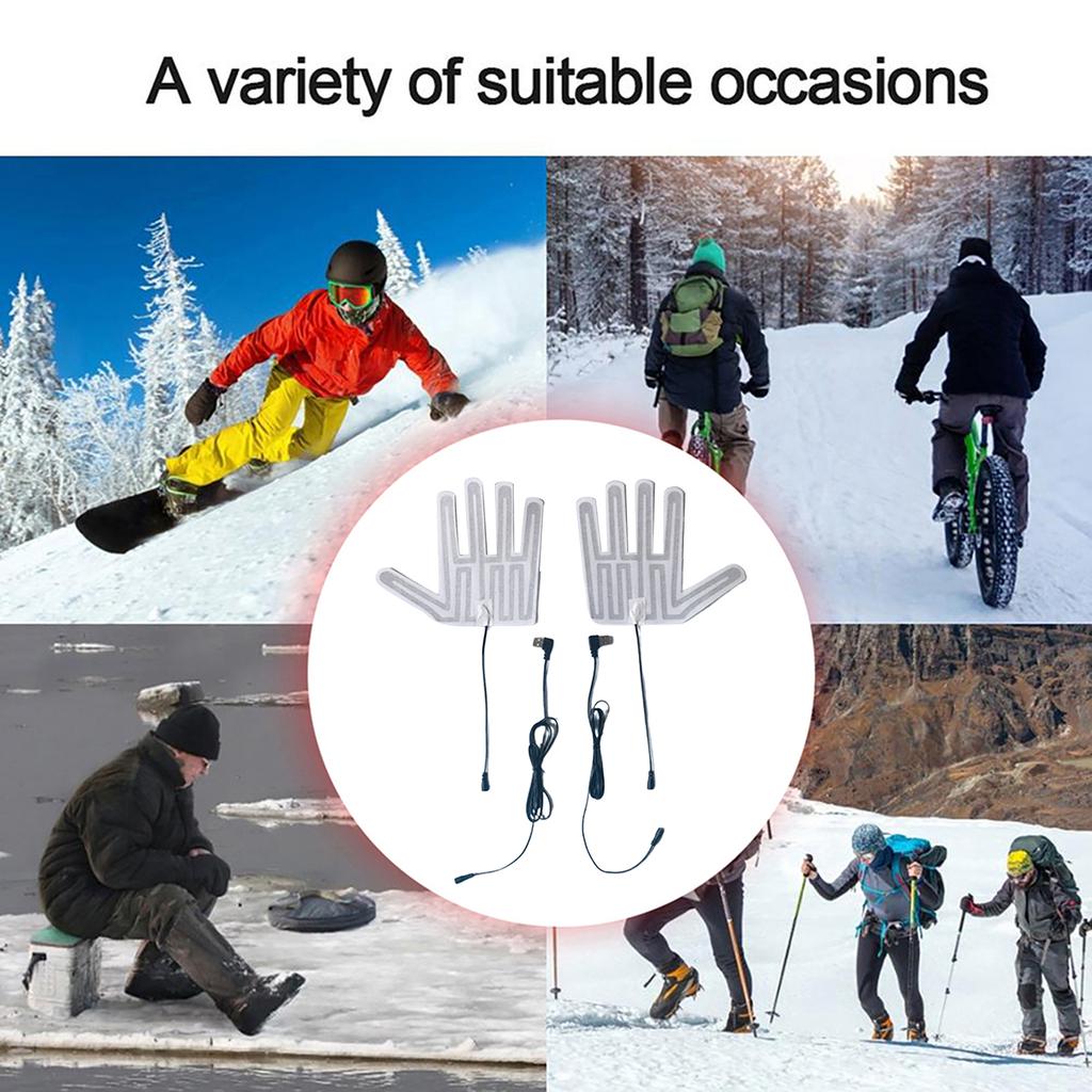5V USB Heated Gloves Pad 5 Finger Type Electric Gloves Heating Film Pads Rechargeable Hand Heater