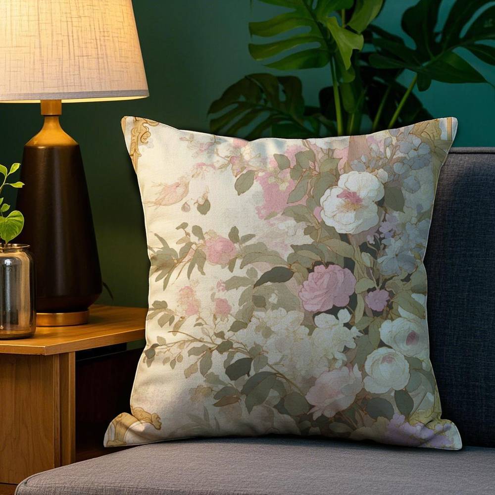 Эстетичная наволочка в стиле R-Roco-coS с цветочным принтом, защита от пылевых клещей, невидимая молния, шелковистая короткая плюшевая наволочка для диванной подушки.