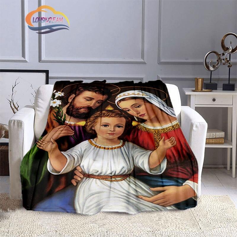 Одеяла с 3D принтом Христа Пресвятой Девы Марии, модные фланелевые кашемировые одеяла, модные религиозные мягкие покрывала, диванные одеяла
