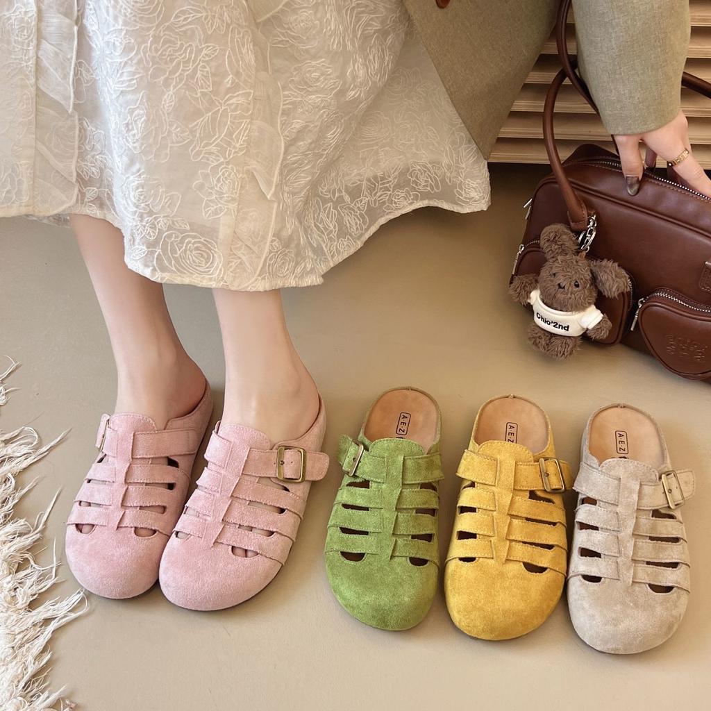 2025 Summer Fairy Style New Roman Style Female Drag Birken Bag Head Muller Shoes Soft Sole Wear Half Drag Sandals