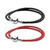 SS925 Silver Semi-Circle Double Ring Buckle Braided Leather Rope Bracelet Simple Fashion DIY Bracelet with Cloth Bag