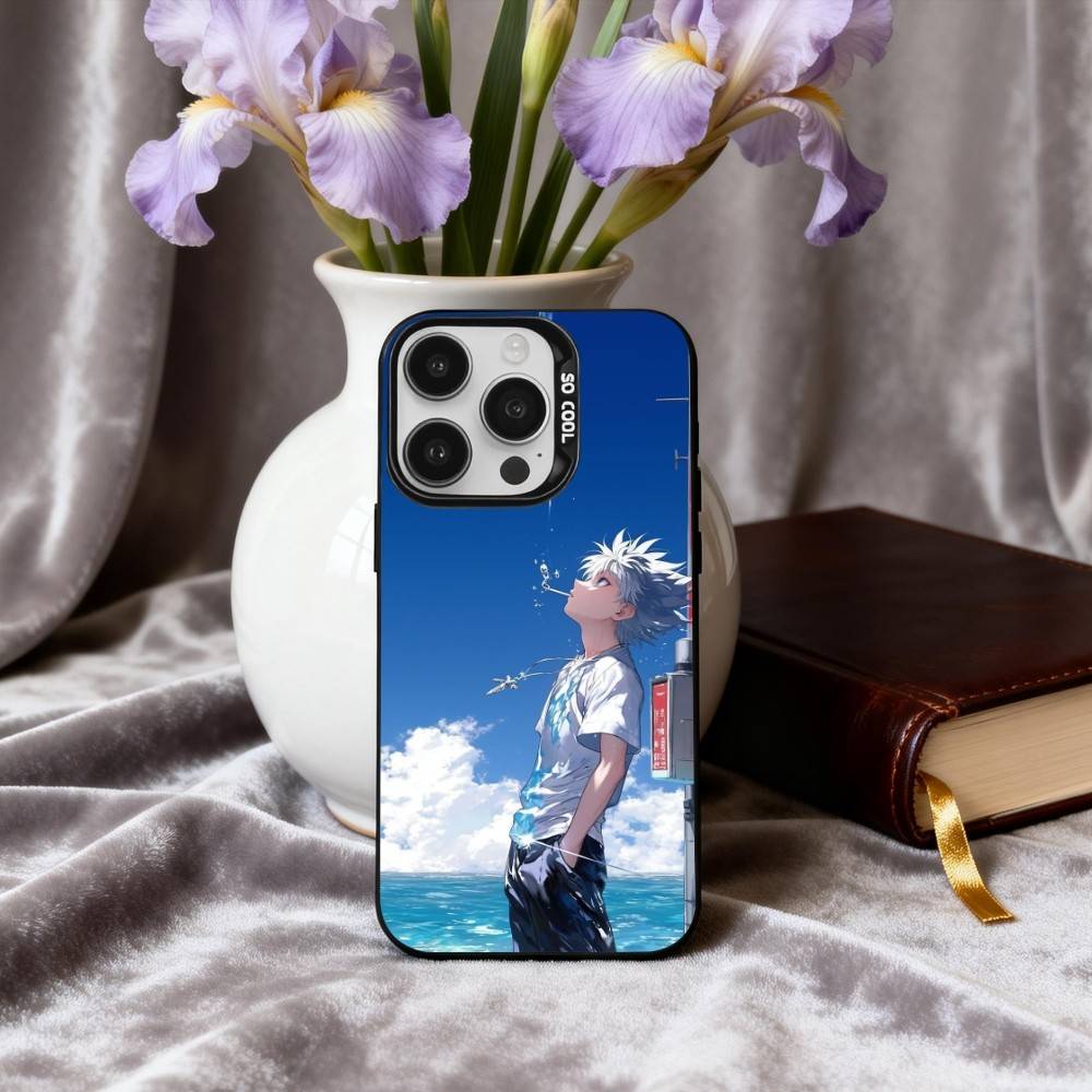 K-Киллуа Z-Золдик H-Охотник х Охотник Чехол для телефона Для iPhone17,16,15,14,13,12,11 Plus,Pro Max Черный Конфетный серебристый чехол для телефона