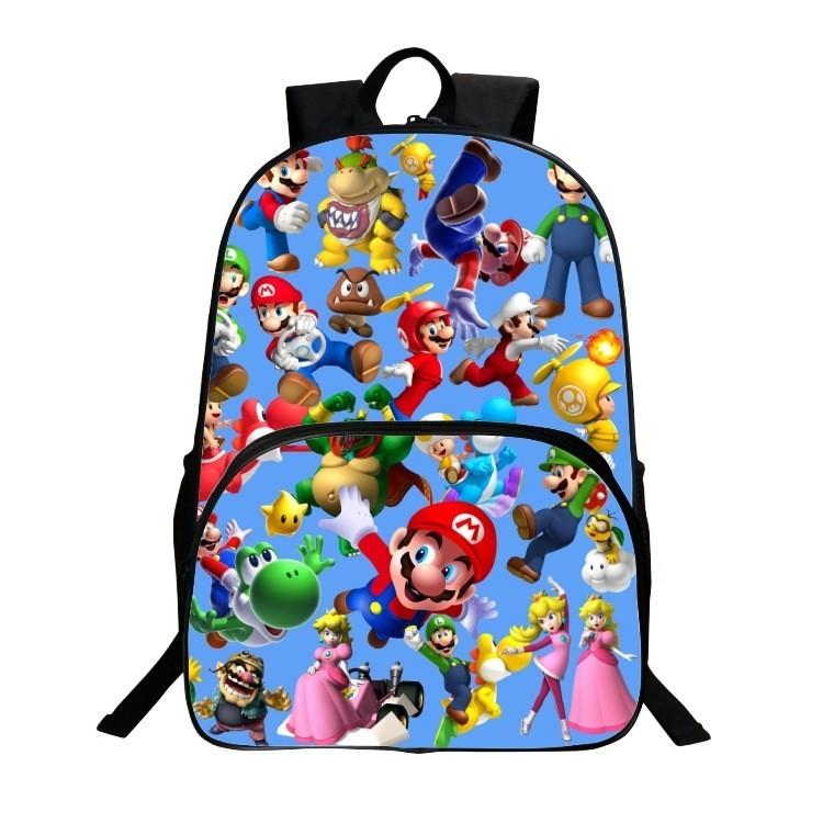 Super Mario Large 16 Inch School Backpack With Spacious Compartments And Durable Material