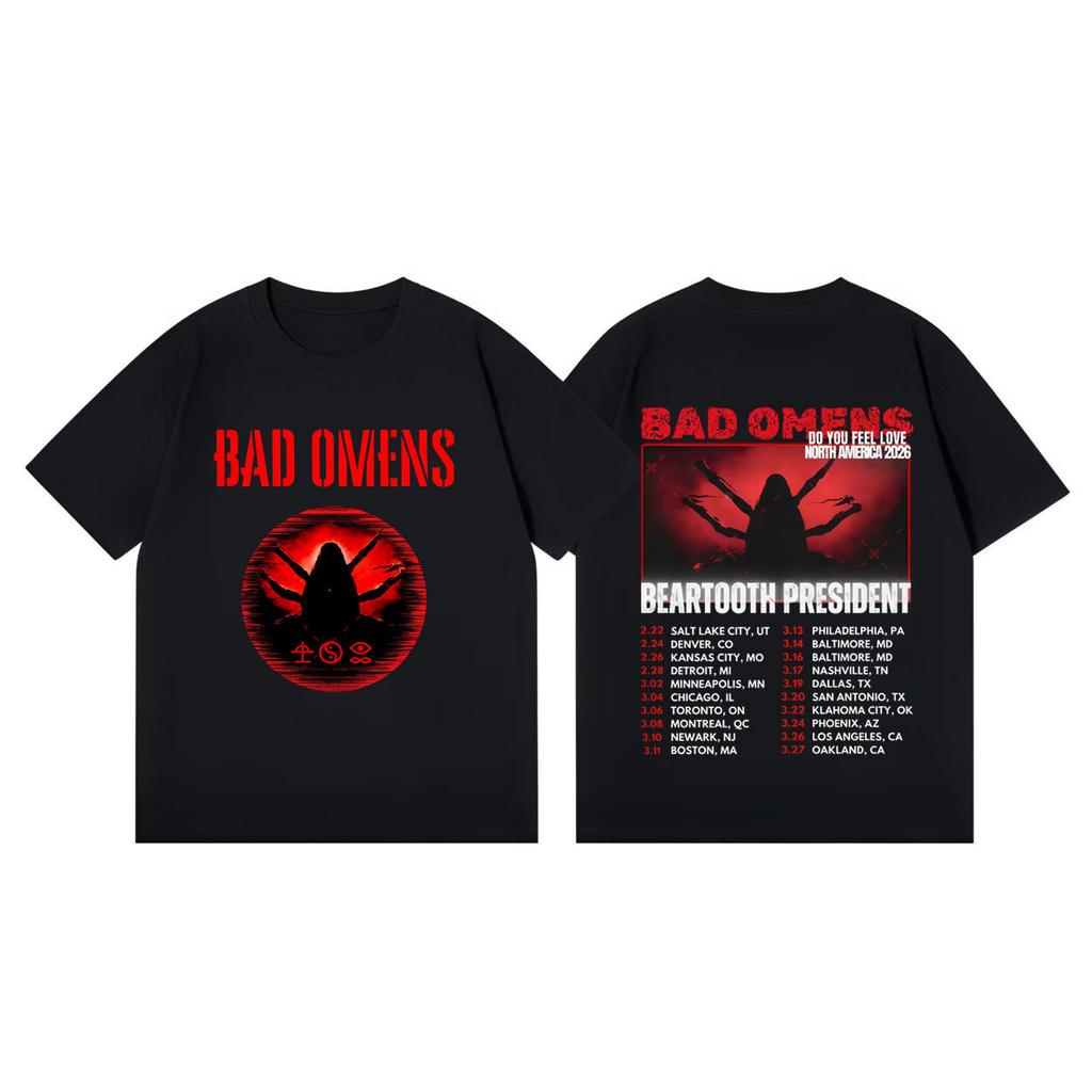 Bad Omens Do You Feel Love Tour 2026 Tshirts Vintage Punk Rock Short Sleeve Tshirt Men Women Casual Fashion Oversized T Shirt