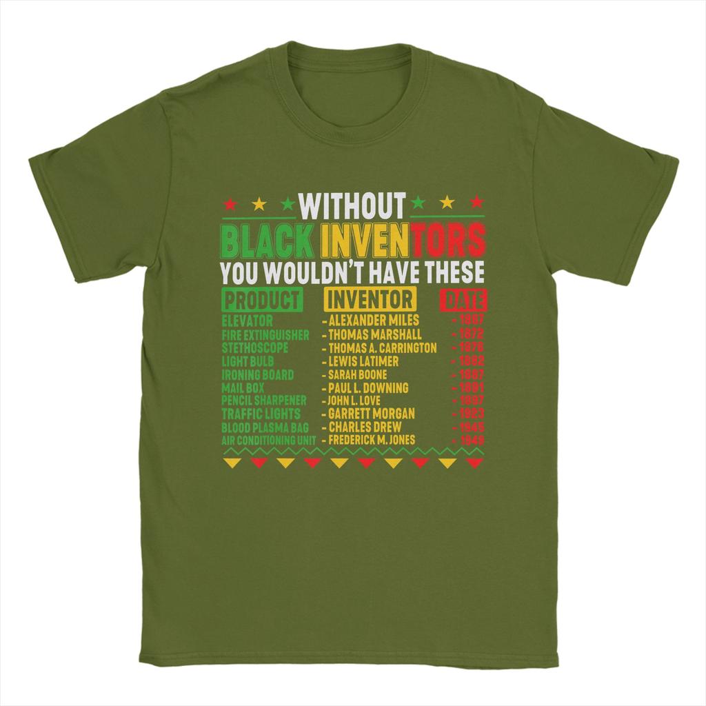 Without Black Inventors Black History Month T Shirts Mens 100 Cotton TShirts Round Collar Tees Short Sleeve Clothing