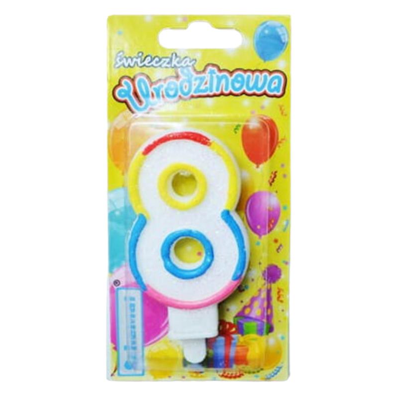 Colorful Number 8 Birthday Candle Diagram