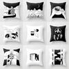 Nordic Black and White Cartoon Portrait Ultra-short Velvet Pillowcase Without Core Cushion Cover