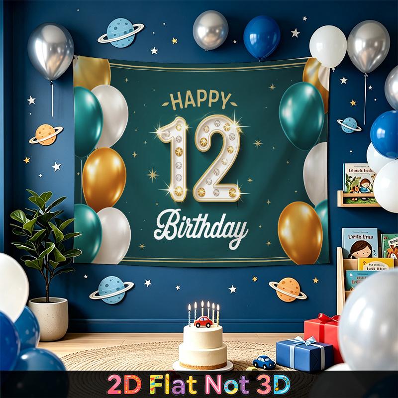 1pc Gold Birthday Backdrop - Home Party Decor