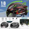 Queshark Ultralight Cycling Helmet with Goggles Bicycle Safety Cap Motorcycle Riding MTB Road Bike Helmet+Removable Yellow/Colorful Lens