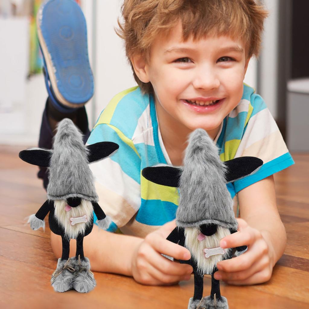 Милая черная собачка-гоблин, безликая кукла, украшение в виде собаки-гнома с высунутым языком