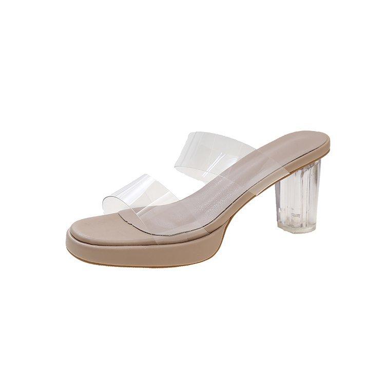 Большие хрустальные тапочки, женская летняя одежда, модная фея, французские прозрачные босоножки на высоком толстом каблуке, нишевое чувство