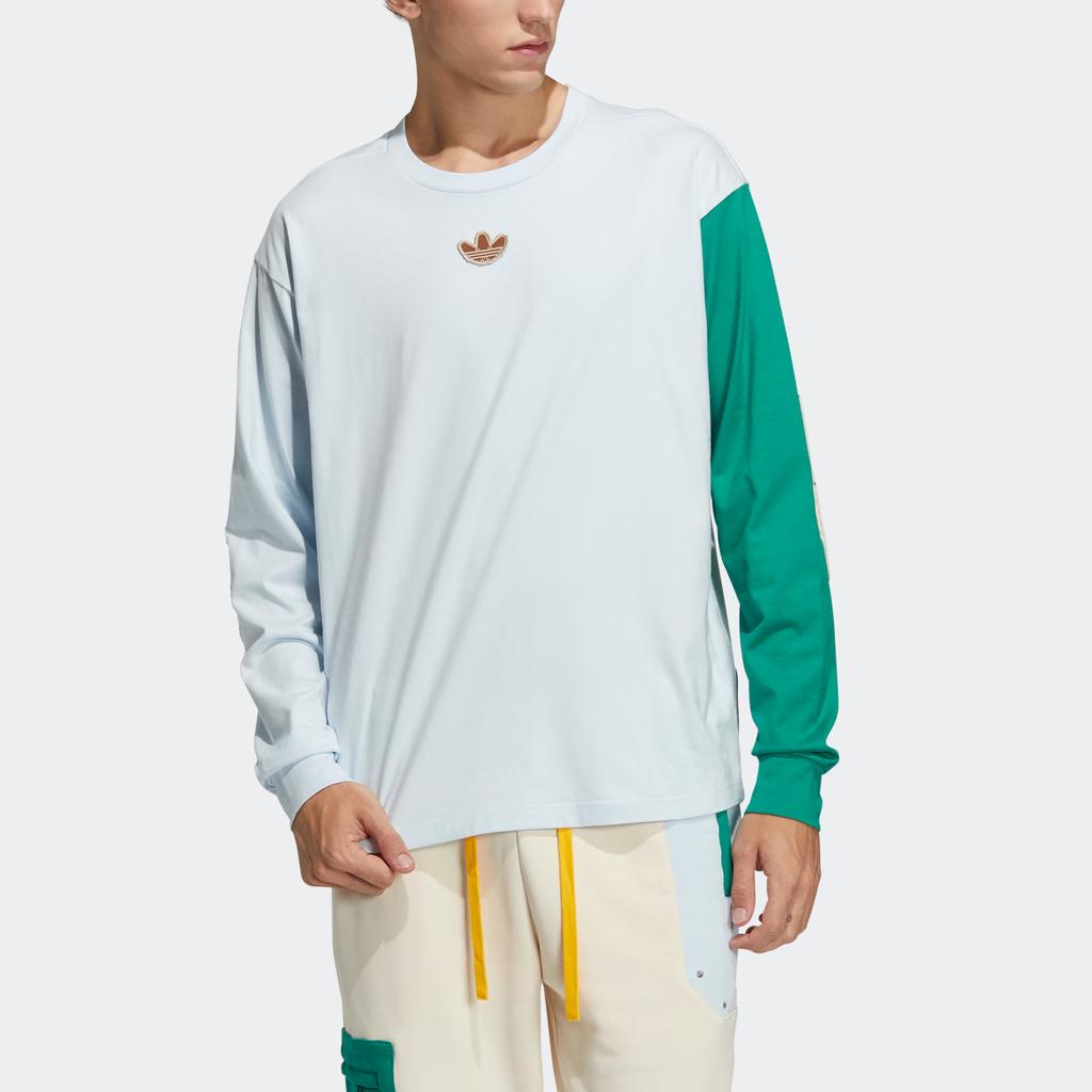 Adidas Originals Trefoil Puppet Series Свитер с круглым вырезом с цветными блоками, топы унисекс, белый цвет HC0342