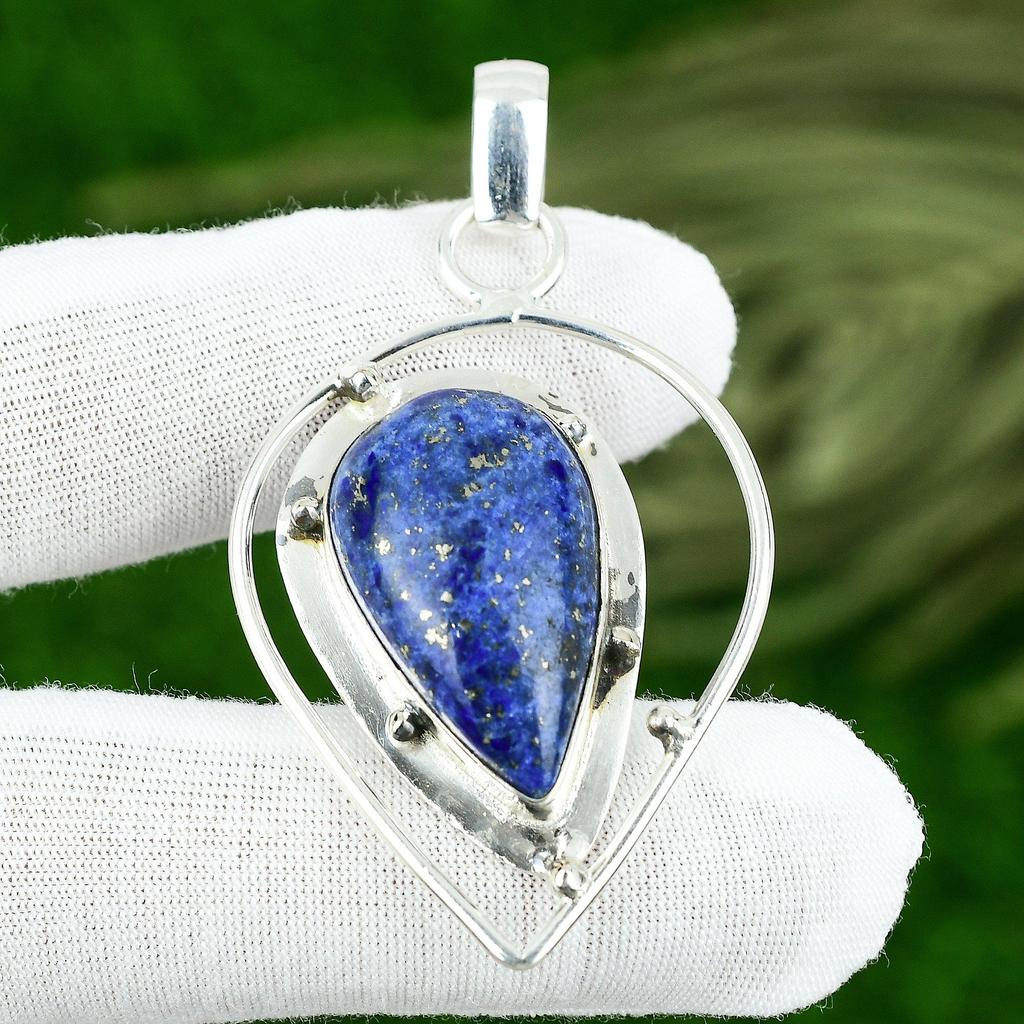 Gift For Women Jewelry Pendant 925 Sterling Silver Natural Lapis Lazuli Gemstone