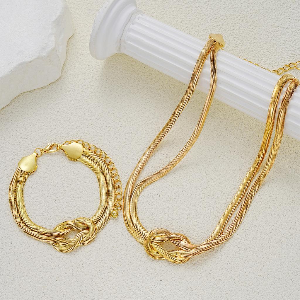 IF ME Золотой плетеный браслет-цепочка из змеиной кости, набор ожерелья, экологически чистая железная бижутерия, женский элегантный повседневный аксессуар для вечеринки, подарок