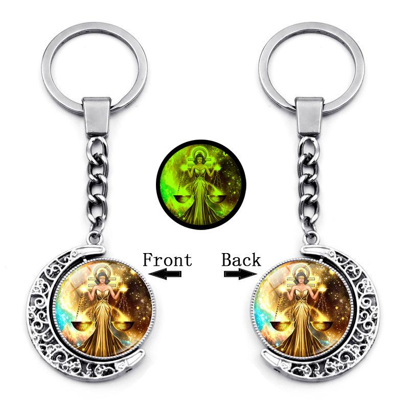 Светящийся Кулон-брелок с Двенадцатью Созвездиями, Вращающийся Кулон с Луной, Металлический Брелок, Подвесной Подарок