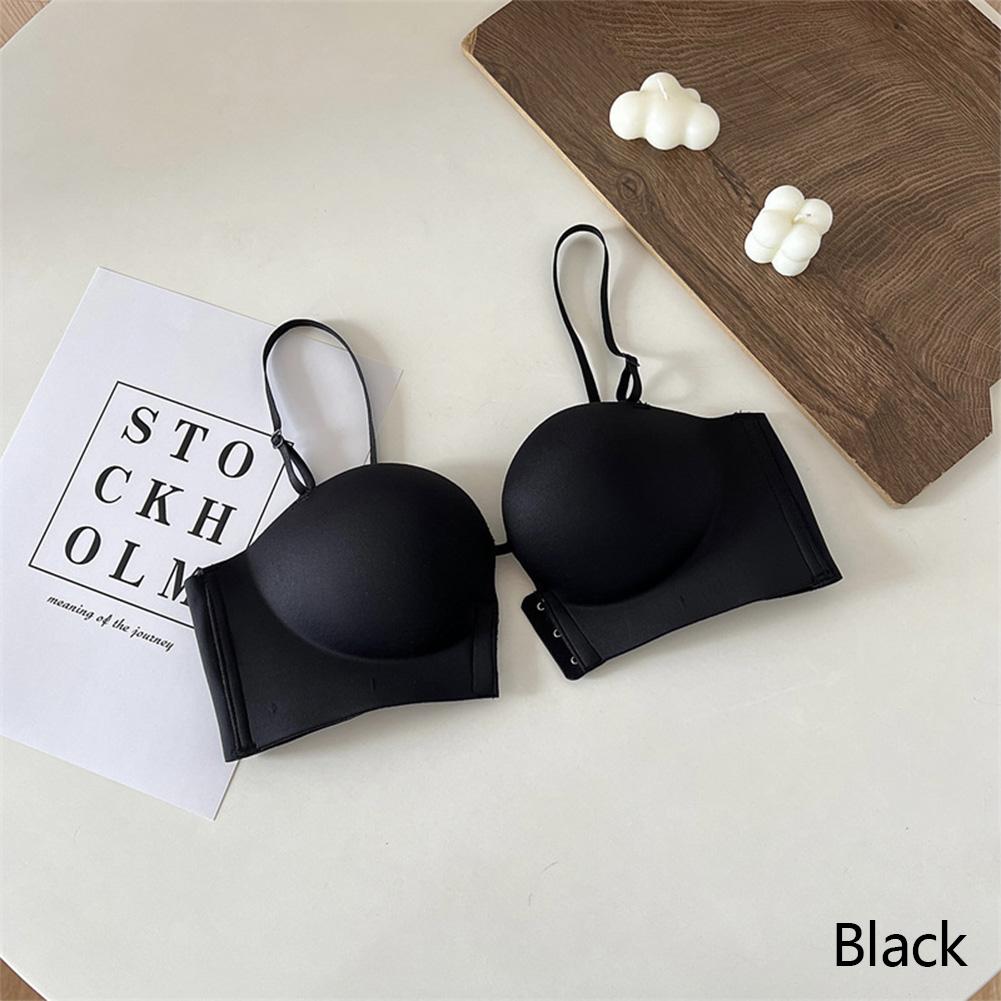 Женские бюстгальтеры с застежкой спереди, утолщенные, собранные, бесшовные, беспроводные, мягкие, пуш-ап, без бретелек, сексуальное, невидимое нижнее белье, интимное