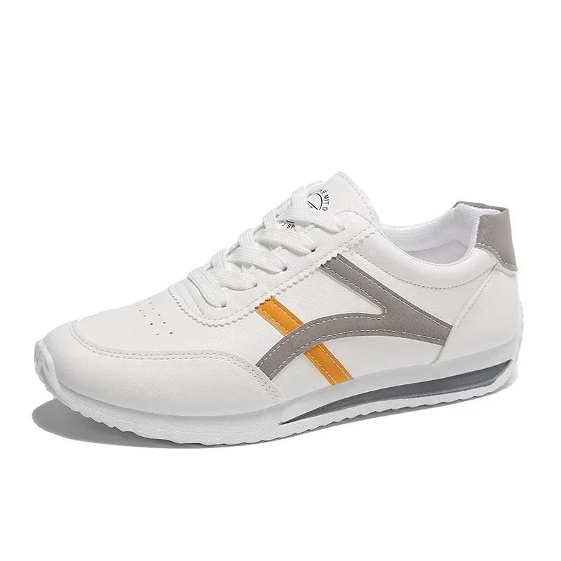 Модные весенние новые женские кожаные кроссовки из полиуретана, женские маленькие белые туфли, модные удобные кроссовки на каждый день, легкие повседневные кроссовки для бега