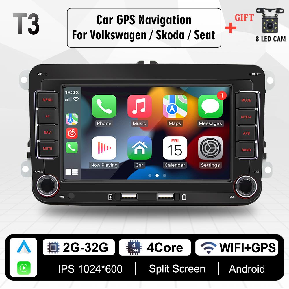 Новый 2 Din автомобильный радиоприемник Android мультимедийный плеер Carplay Auto для VW Volkswagen Golf Polo Tiguan Passat b7 b6 SEAT leon Skoda Octavia 2 + 32 ГБ