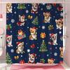 Funny Christmas Puppy Shower Curtain Christmas Tree Gift Bow Snowflake Polyester Fabric Shower Curtain Bathroom Decor With Hooks