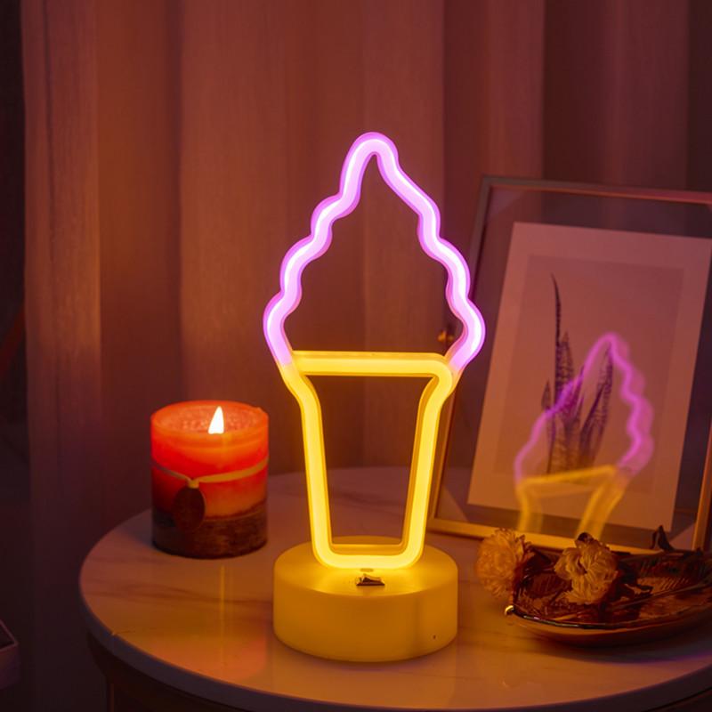 Креативный светодиодный неоновый светильник в форме сердца - Романтичная настольная лампа для декора спальни