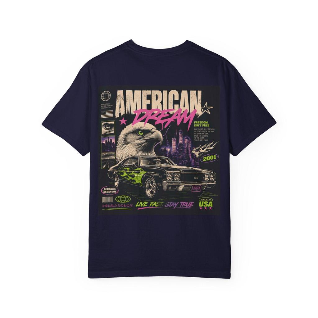 American Dream Eagle Muscle Car T-Shirt and kids tshirt | Retro 80s Neon Graphics