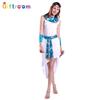 Festival Party Adult Female White Dress Blue Belt Cleopatra Cosplay Stage Performance Costume