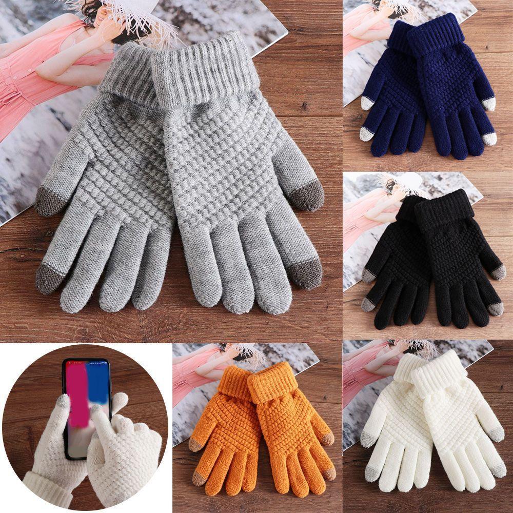 Imitation Cashmere Mittens Winter Warm Full Finger Women Gloves Knitted Wool Mittens Touch Screen