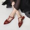 Low Heeled Sandals Women Gladiator Shoes 2025 Summer Pointed Toe Roman Sandals Footwear Size42 Sandalias De Mujer