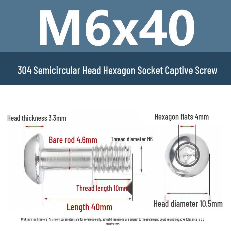 Yigu 304 Stainless Steel Anti-Loosening Hex Socket Captive Screws - M2/M3