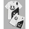 Summer Daily Men's Casual Shorts 3D Black And White Printed Men's T-shirt Shorts Set Urban Street Men Fashion Short Sleeves