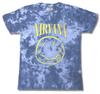 Официальная футболка Nirvana Счастливое лицо Синяя Улыбка Логотип группы Тай-дай Новая S M L XL XX