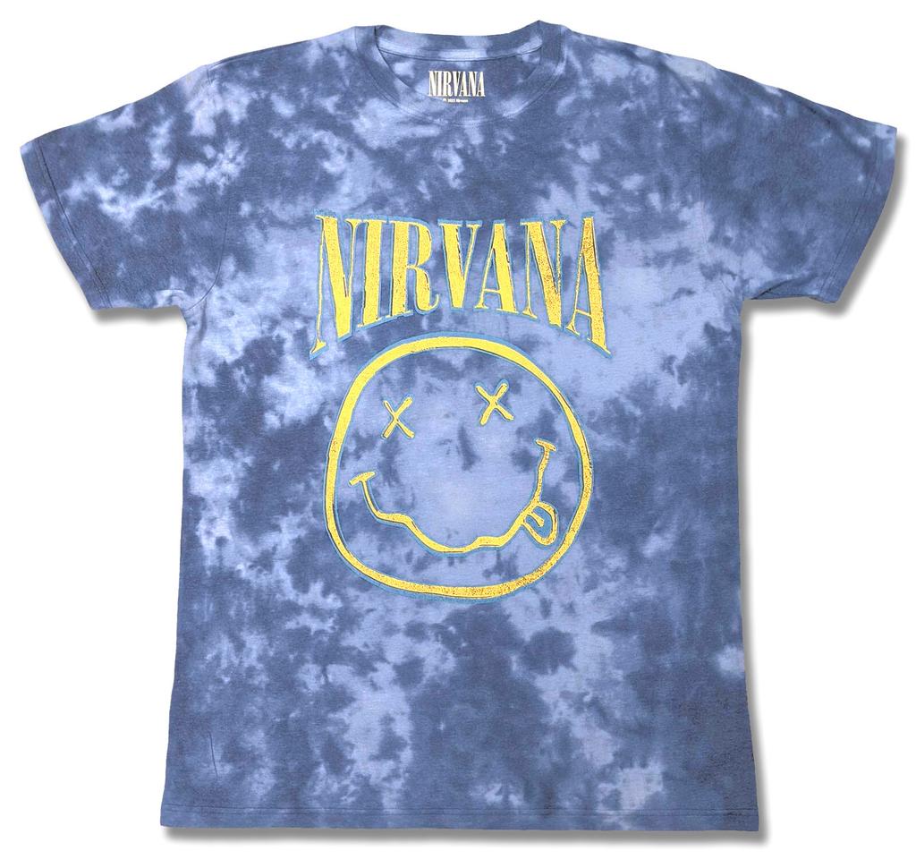 Официальная футболка Nirvana Счастливое лицо Синяя Улыбка Логотип группы Тай-дай Новая S M L XL XX