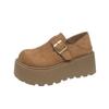 Muffin Thick-soled Heightened Women's New Autumn and Winter One-pedal Velvet Boken Two Cotton Shoes