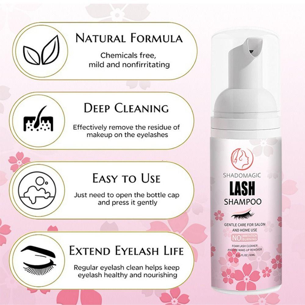 Gentle and Delicate Eyelash Extension Cleanser Safe Lash Foam Shampoo  for Salon and Home Use
