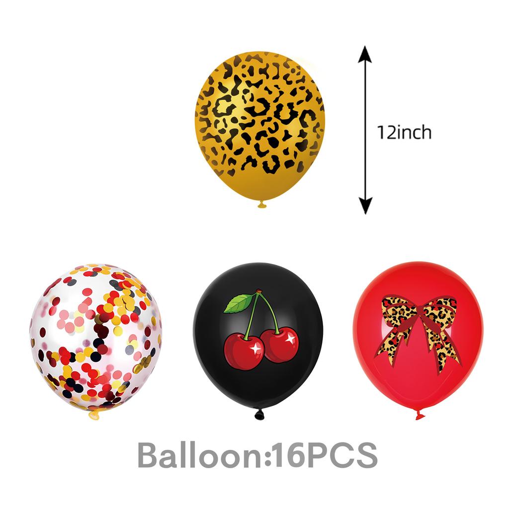 Pink Cherry Leopard Theme Birthday Party Decoration Plate Cup Balloon Banner Sexy Women Girls Shiny Photography Background Gifts