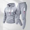 Men Women Hooded Sweatshirt Set With USA Flag Print Warm Fleece Lined Casual Sportswear Winter Outfit