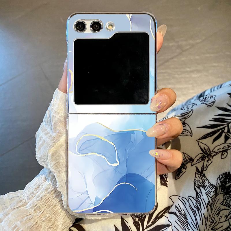 Для Samsung Z Flip6 Flip5 Flip4 Flip3 Motorola Razr 40 Ultra складной чехол для телефона PC мягкий мраморный ударопрочный тонкий корпус