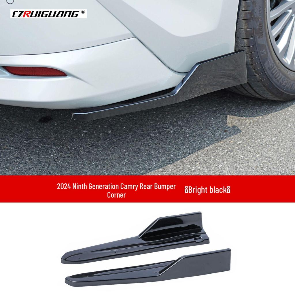 Обвес для Camry 9-го поколения 2024 года: Задние углы, Боковые юбки, Задний спойлер, Передний сплиттер, Диффузор, Верхний спойлер.