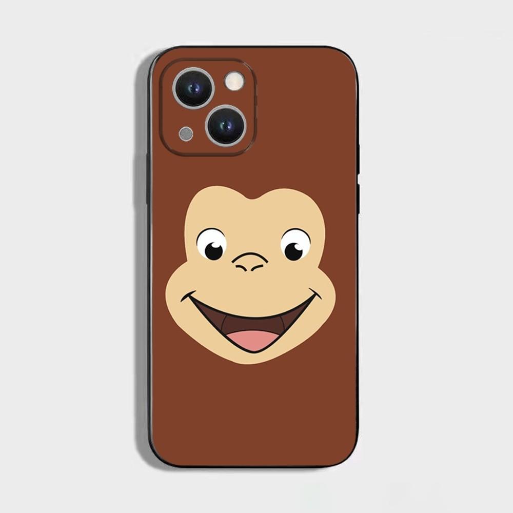 Curious George Monkey Phone Case For iPhone 16,15,14,13,12,11 Plus,Pro Max,XS,X,XR,SE,Mini,8,7,Soft Silicone Black Cover