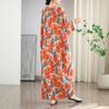 Dimanaf 2025 Women Spring Loose Dress Plus Size Basic Beach Printing Floral Casual Long Vintage Linen Dress