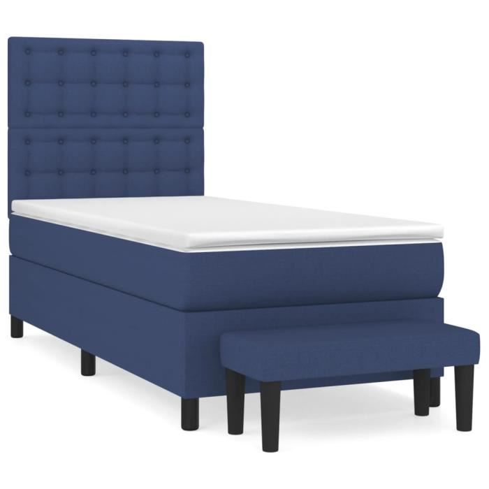 3136891 vidaXL Divan Bed with Mattress Blue 90x200 Cm Fabric