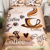 Пододеяльник с изображением кофейного напитка Queen King Cartoon Coffee Drink Cup Print Комплект постельного белья Coffee Lover Cover Modern Brown Quilt Cover